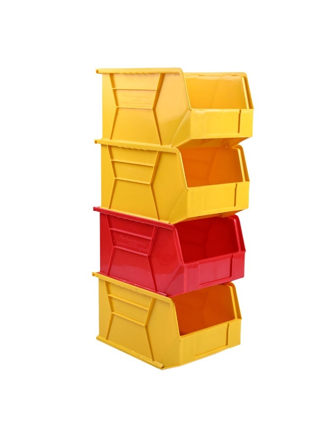 صناعات بلاستيكا ذ.م.م. Wall-Mount Storage Bin - Stackable Storage Box for Garage & Workshop Heavy Duty Plastic Parts Organizer, Stackable Utility Storage Box (Yellow, 23x15x12cm) - Image 2